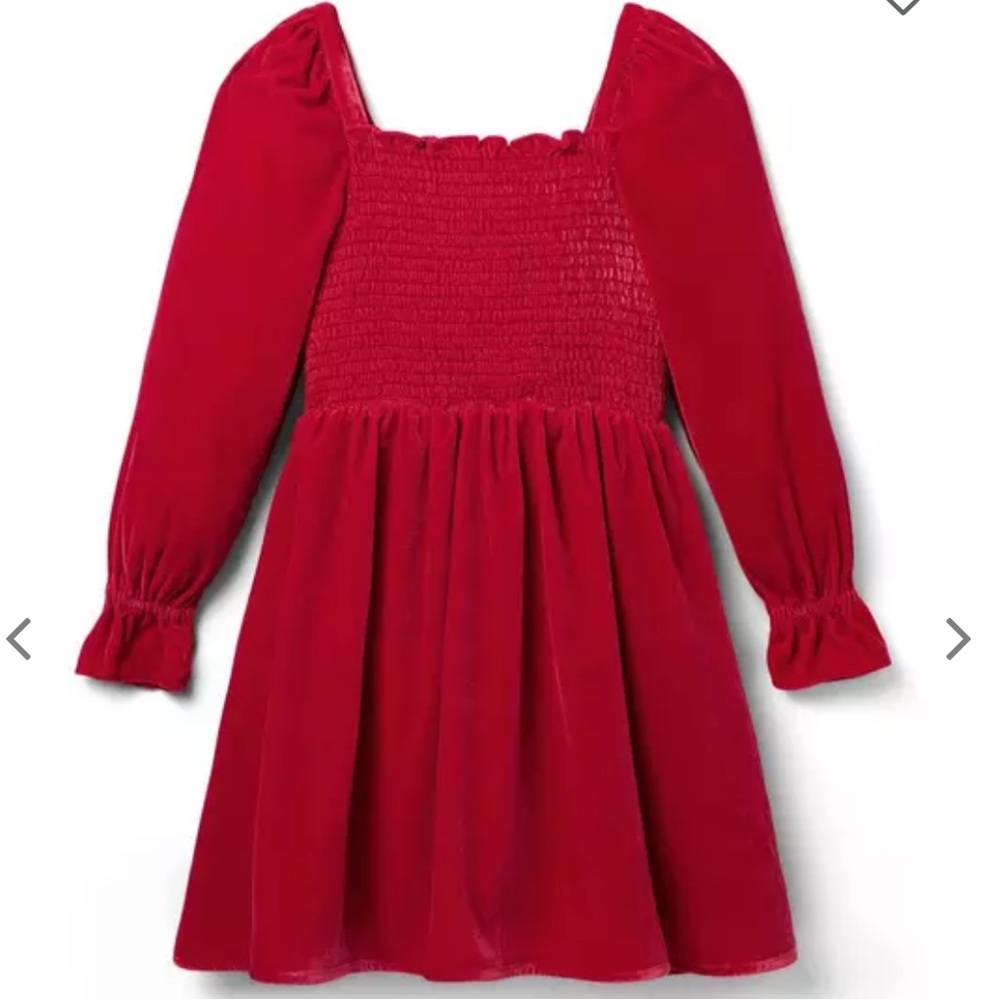 Brand new with Tags Janie and Jack The Velvet Smocked Dress Red Size 10